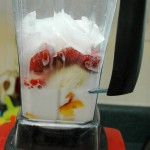 blender of smoothie ingredients